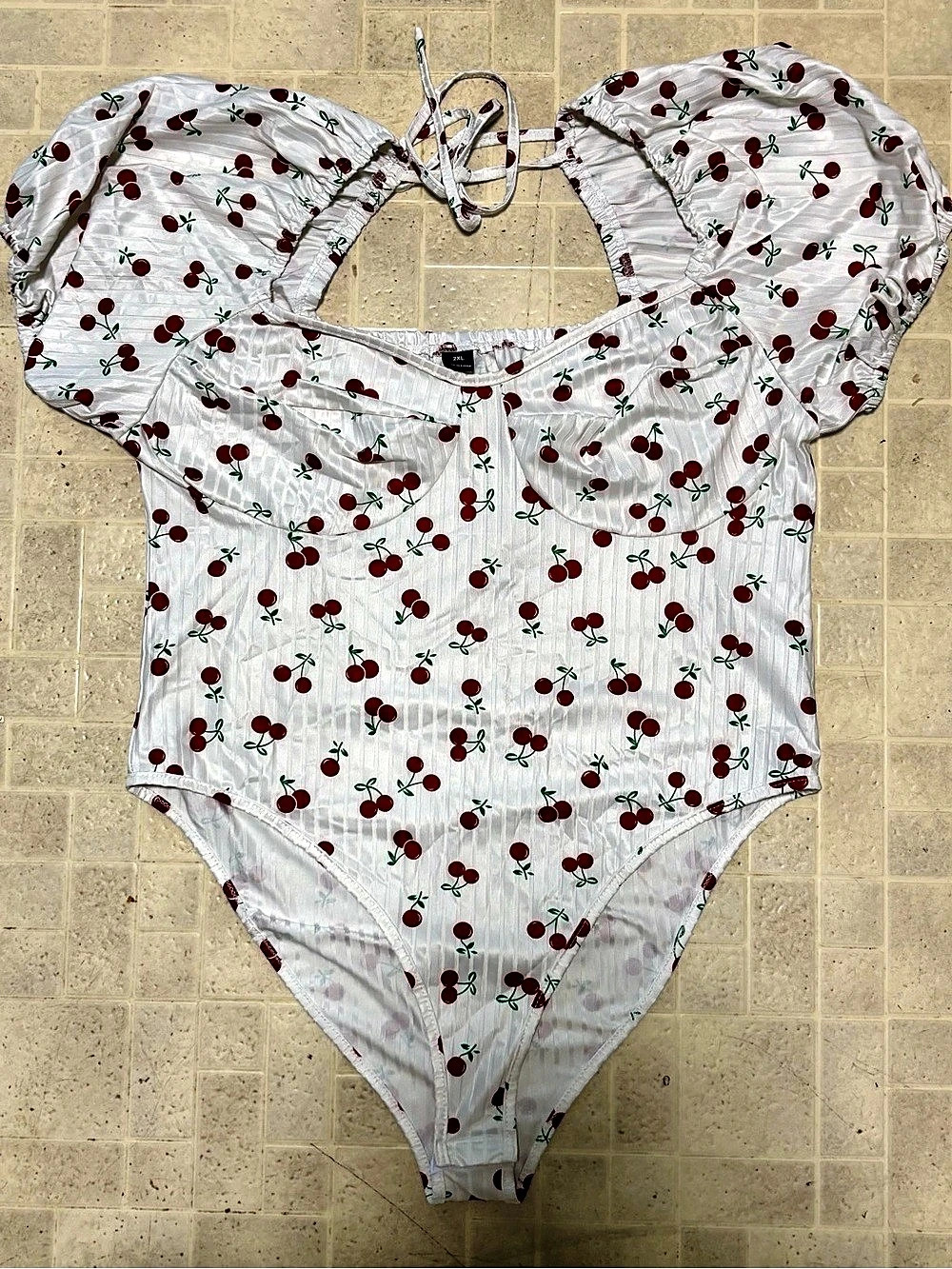SHEIN Cherry Print Bodysuit Size 2XL